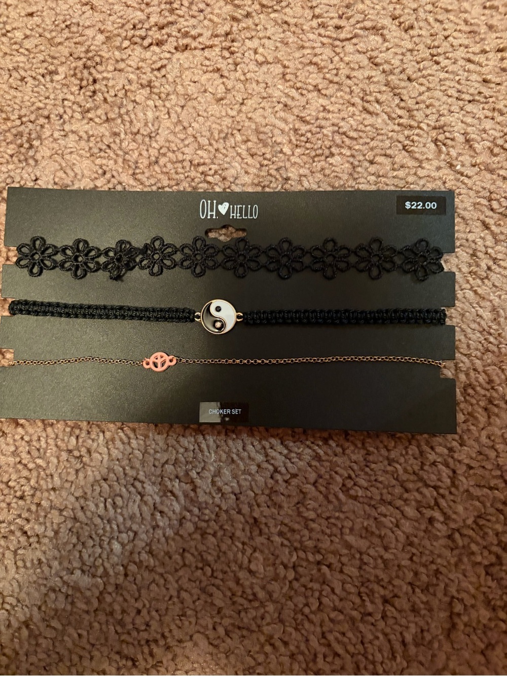 Black Floral & Yin Yang Choker Set